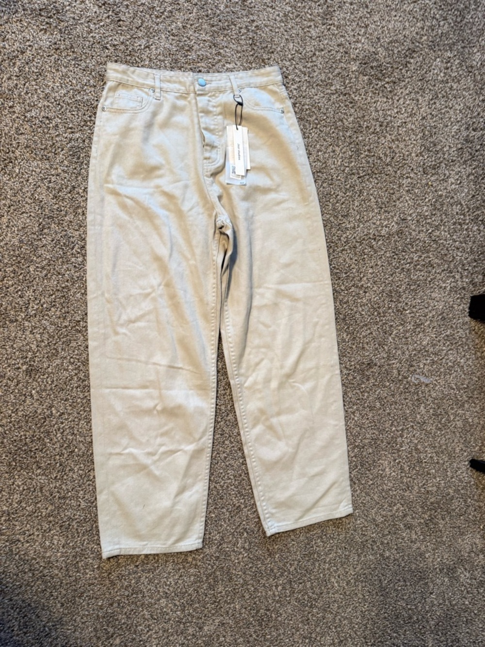 High-Rise Stone Straight-Leg Trousers - Picture 1 of 6
